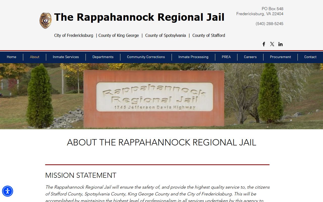 Stafford County inmate population RRJ facility overview